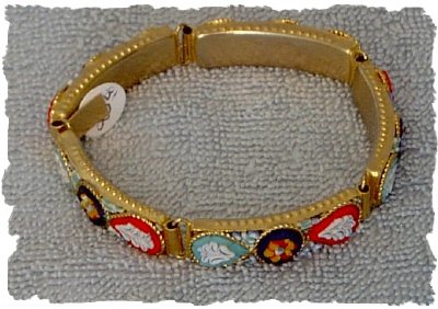 Red & Blue Italian Micro Mosaic Red White and Blue Bracelet