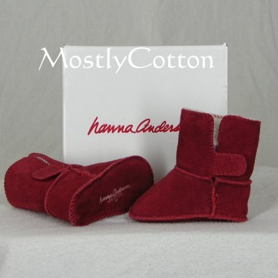 Hanna Andersson BABY Shearling Booties SLIPPERS size Small 0-6m NIB New In Box INDIA RED