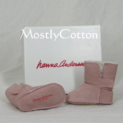 Hanna Andersson BABY Shearling Booties SLIPPERS size Large 17-24m NIB New In Box PALE PEONY Pink