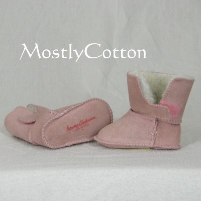 Hanna Andersson BABY Shearling Booties SLIPPERS size Small 0-6m NEW without Box PALE PEONY Pink