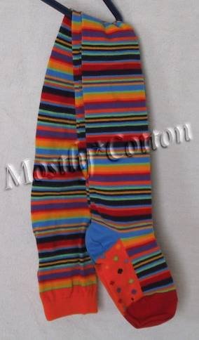 HANNA ANDERSSON Girls RED Multi STRIPS & STRIPES Cotton TIGHTS size 130-140 NwT New in Package