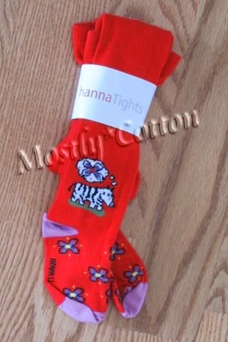 HANNA ANDERSSON Girls Nowali RED Zebras Cotton TIGHTS 60 NwT New in Packaging