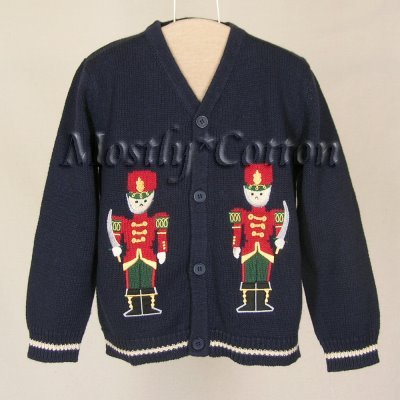 STANDARD BLUES boys NAVY BLUE Nutcracker HOLIDAY Cotton Ramie CARDIGAN SWEATER 5 NwT NEW with Tags