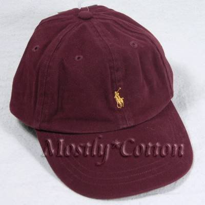 Polo Ralph Lauren BOYS Baseball Cap Hat BURGUNDY WINE MAROON 4 5 6 7 MEDIUM NwT New with Tags