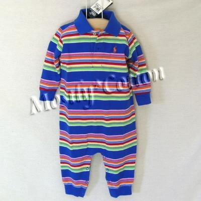 NwT POLO RALPH LAUREN boys MULTI STRIPED Long Sleeve KNIT ROMPER COVERALL 18m New With Tags