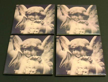 Angel Coaster Set of 4- Polaroid transfer image