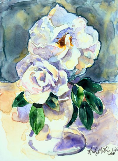 White Roses Still Life on Yupo-original painting