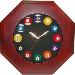 Octagonal Wood Billiards Quartz Clock