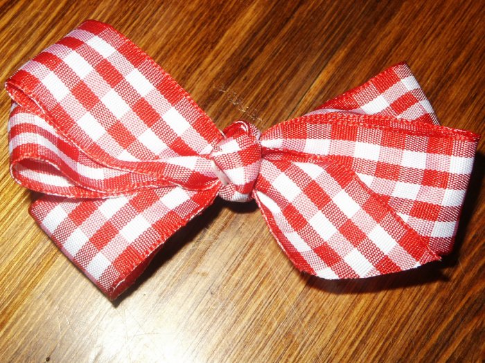 Red and white gingham hairbow
