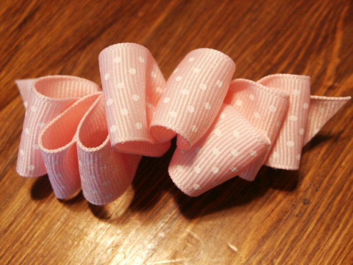 Pink and White Polka Hairbow