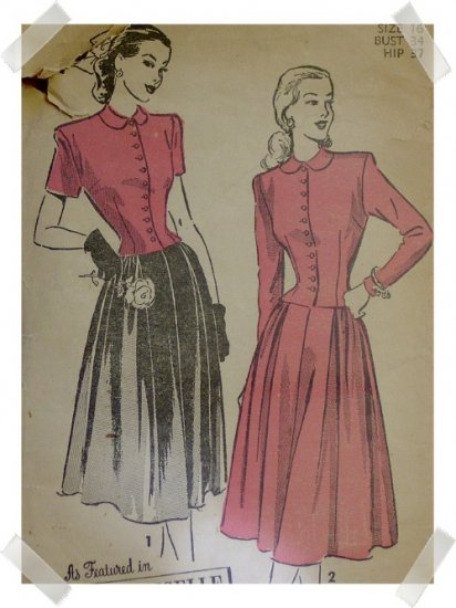 Advance #4666 Sz 16 Misses / Ladies Skirt & Blouse Pattern c. 1945
