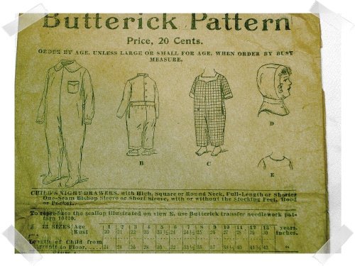 Antique Butterick #1272 Night Drawers / Hood c. 1900