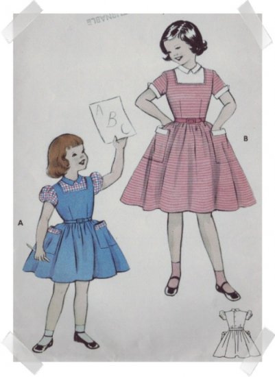 "Butterick #7095 Childs Sz 8 Dress Pattern c.1950s