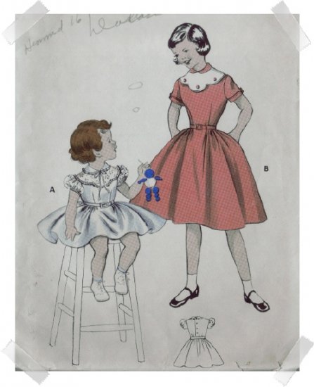 Butterick #7185 Childs Sz 8 Lace Yoke Dress Pattern