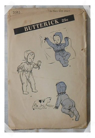 Butterick INFANT CARRIAGE SUIT & CAP Pattern c. 1940