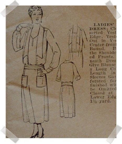 Pictorial Review #1542 Bust 38 Long Waisted Dress Pattern c. 1910