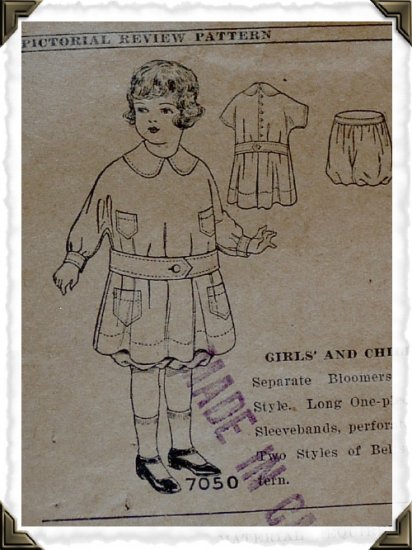 Pictorial Review #7050 Sz 4 Girls Kimono Dress Pattern c. 1910