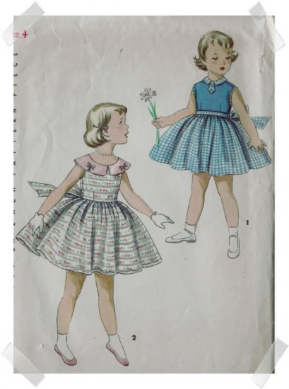 Simplicity #1108 Girls Sz 4 Sundress Pattern c. 1950