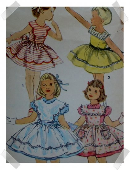Simplicity #1440 Vintage Girls Sz 6 Dress & Pinafore Pattern