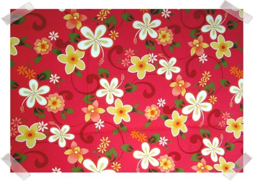 Bright Hot Pink with Yellow Floral Hawaiian Fabric 1 1/2 yds