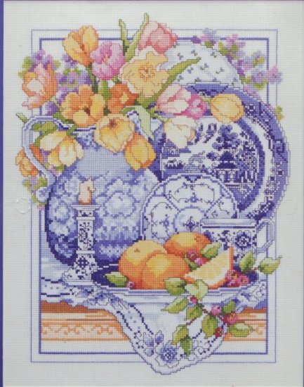 Bucilla Counted Cross Stitch Kit ~ Willowware / Blue Willow