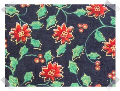 Xmas Cotton Fabric ~ Black & Poinsettias 2YDS
