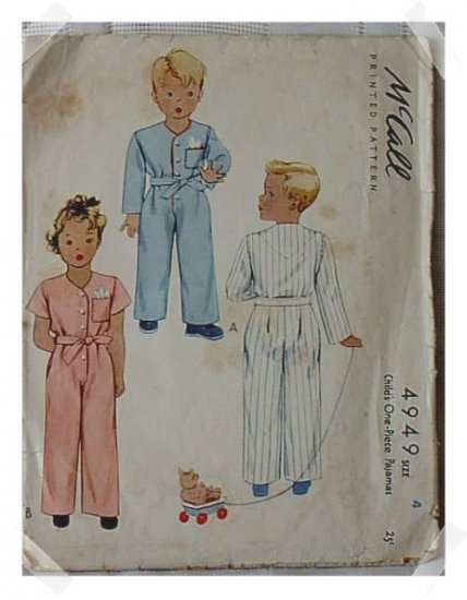 McCall Childs One Piece Pajamas c.1942
