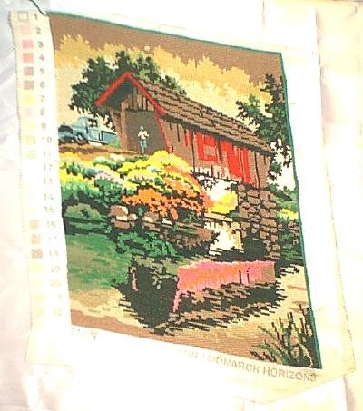 Pretitched Neelepoint Panel ~ Covered Bridge