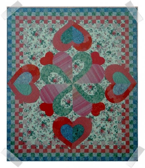 Lemon Publications Full Size Album Quilt Pattern ~ HEARTS ABLOOM