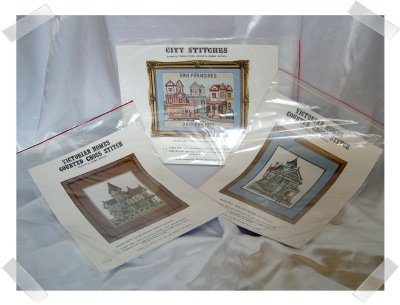 Cross Stitch Pattern Pamphlets ~ Trio of Victorian Houses