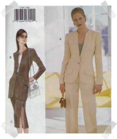 Vogue #9799 3 piece Suit Pattern Size 8-10-12
