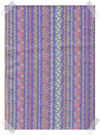 Blue Floral Stripes Crafting / Quilting Cotton Fabric - 2 yds