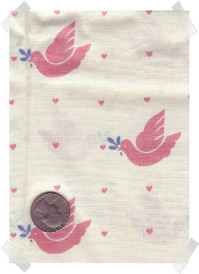Pink Doves & Hearts Quilting/Craft Fabric 1 yd