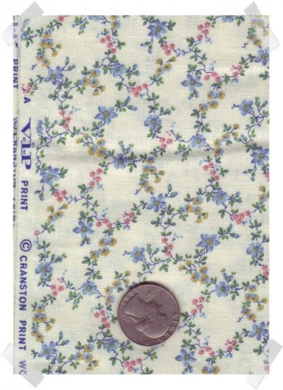 Quilting Cotton Cranston VIP PINK & BLUE Vining Flowers 2 yds