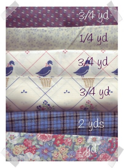 Cotton Quilting/Craft Fabrics ~ ASSORTED BLUES 5 1/2 yds