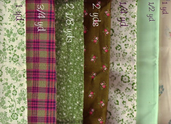 Cotton Quilting/Craft Fabrics ~ ASS'T GREENS 5 1/2 yds