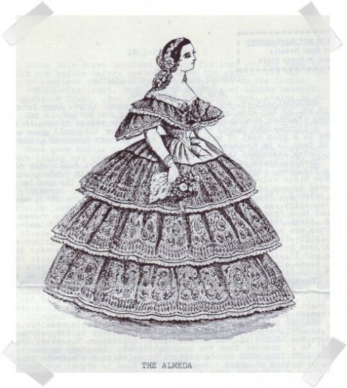 Heidi Marsh Pattern Godey Reproduction Pattern ~ The Alameda 1859 FLounced Ball Dress