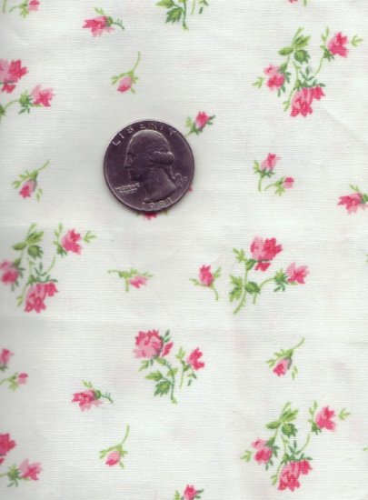 Vintage 1930s 100% Cotton Fabric ~ Petite Pink Rose 1 yd