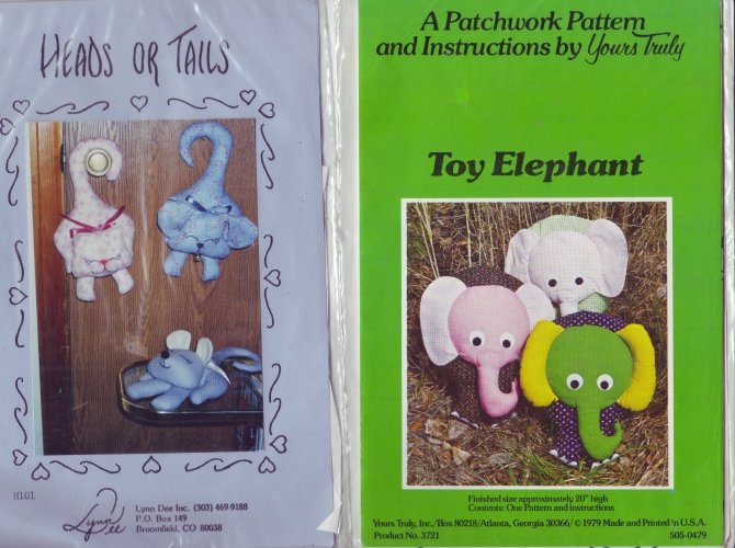 Yours Truly Patterns ~ Elephant & Kittie Stuffed Animal and Hanging Patterns