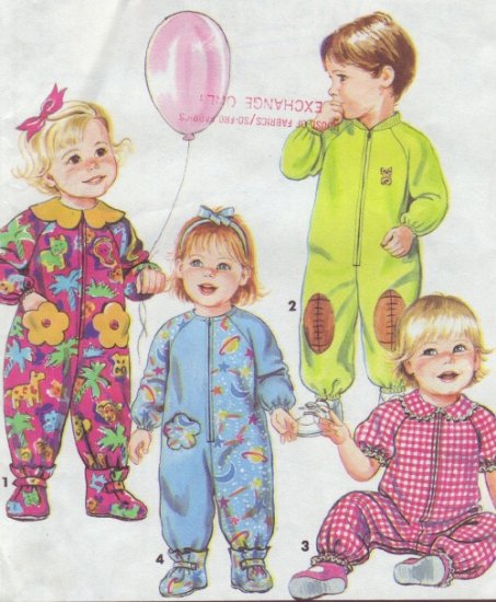 Simplicity #7595 Childs Zip Front Sleepers Sz 2 - 4