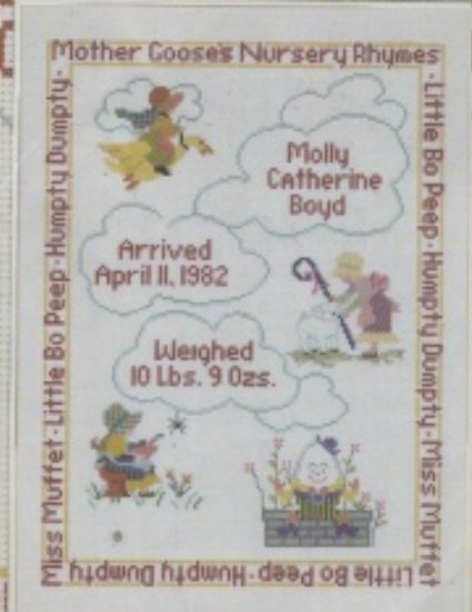 Needle Treasures Cross Stitch Kit ~ Nursery Rhyme Birth Sampler