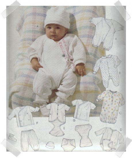 McCalls #7367 Baby Layette Pattern Size Small (13-15 lbs)