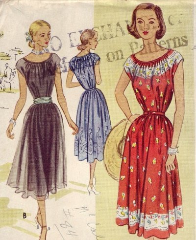 McCall #8507 Gathered Neck Dress Vintage Pattern ~ Sz 12 - UNCUT