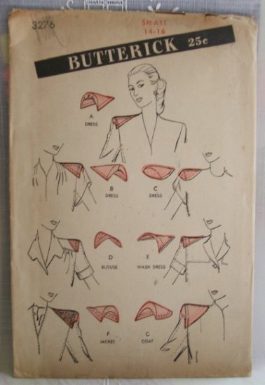 Vintage Butterick #3276 Assorted Shoulder Pads Pattern ~ Size Small