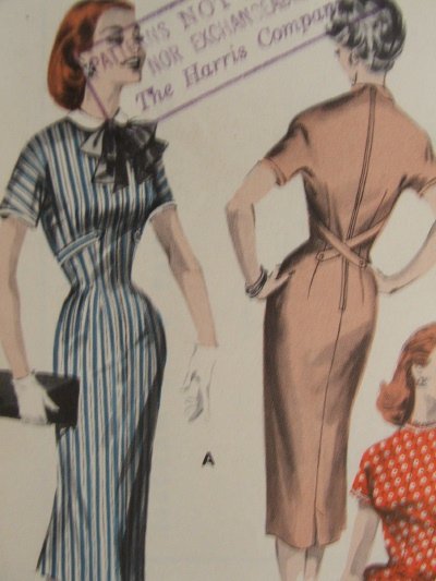 Vintage 1950's Butterick #8055 Whittled Sheath Dress Pattern Sz 12