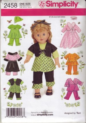 Amazon.com: Simplicity Sewing Pattern 2768 18&quot; Doll Clothes