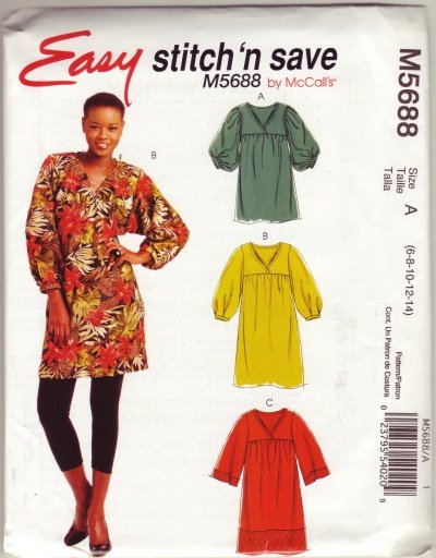 McCalls M5688 Womans Pullover Tunic Sz 14-16-18-20