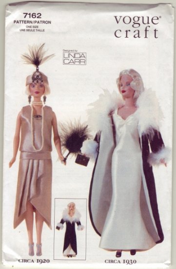 Vogue 7162 Historic Barbie Doll Dresses ~ 1920's FLAPPER and 1930's Gown