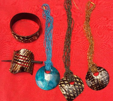 Beaded necklace with bone pendant
