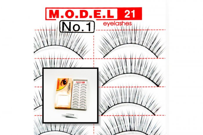False Fake Eye Lashes Style No. 1 - 10 Pairs of 100% Human Hair Lashes with tube of Glue